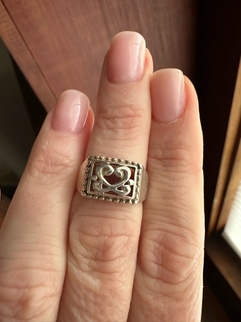 Vintage Silver Tone Ring with Intricate Cutout Detail
